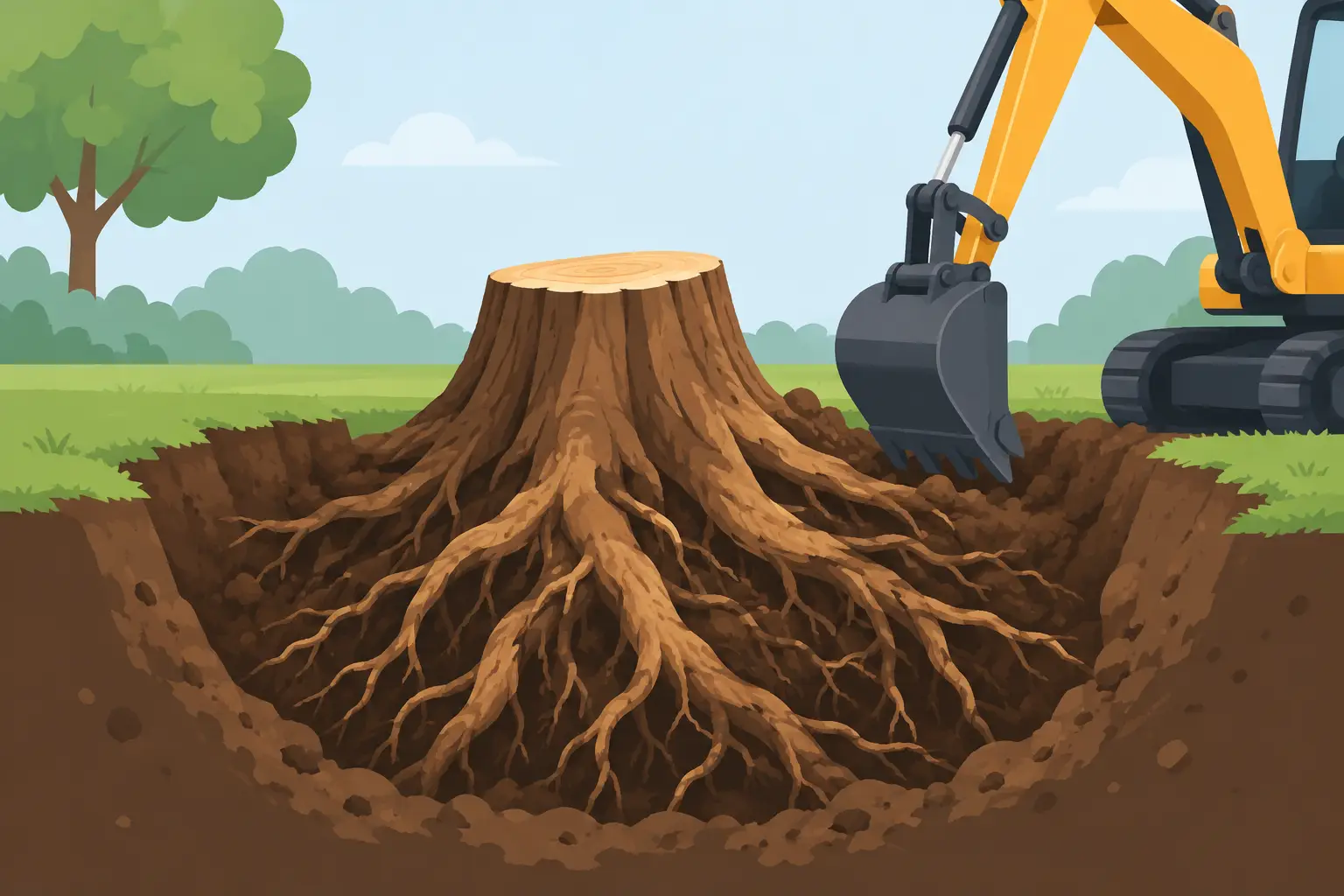 A Root Excavation Example for Problem Stumps