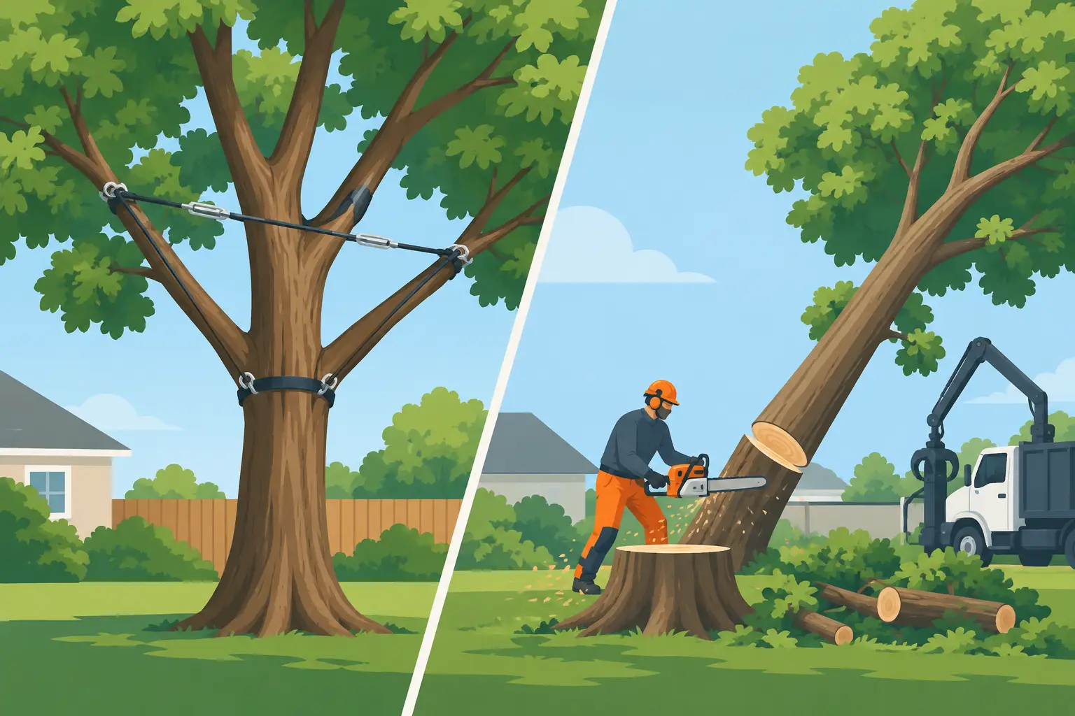 Tree Cabling Versus Removal for Safer Yards